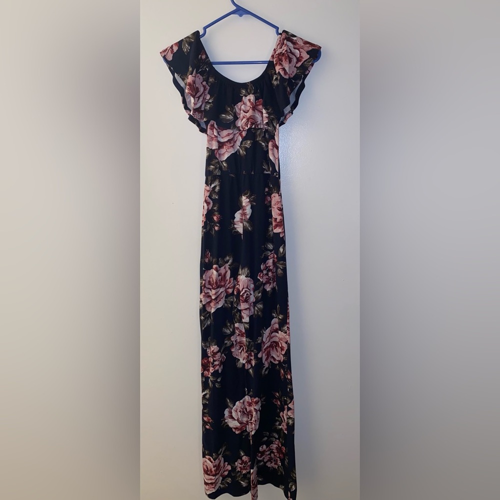 French Atmosphere Off the Shoulder Floral Jumpsuit